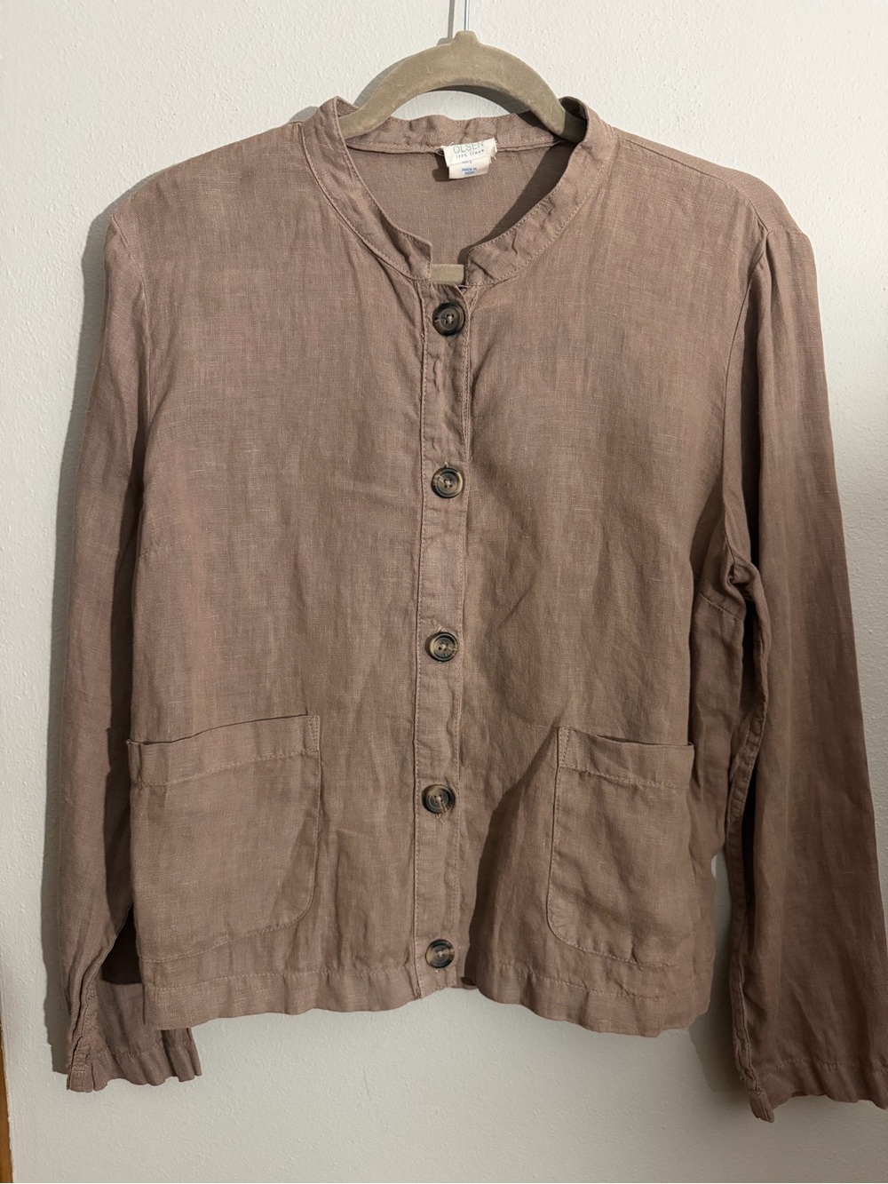 Sigrid Olsen Mauve-Taupe Linen Button Front Jacket 100% linen’s